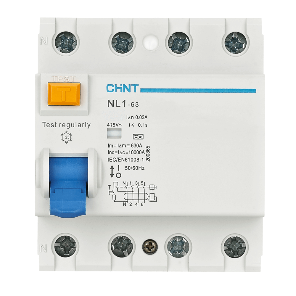 เบรคเกอร์กันดูด 25 แอมป์ 4 โพล 30MA 10KA CHINT RCCB NL1-63 4P TYPE AC_2